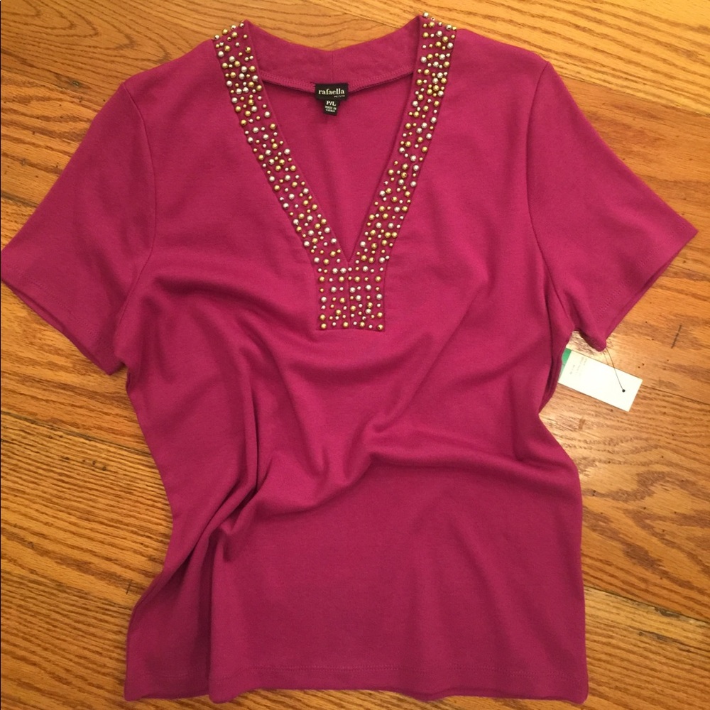 Rafaella Beaded V-neck